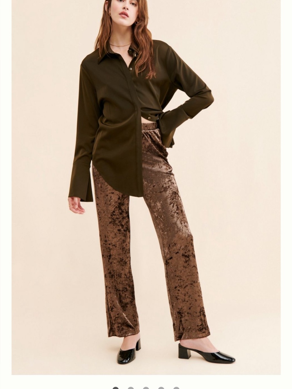 Anthropologie Women's Brown Crushed Velvet Wide-Leg Pants
